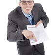 photo of man pointing to a form needing a signature