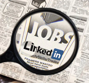 photo of a magnifying glass zoomed in on a LinkedIn classified ad