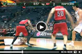 The Milwaukee Bucks' O.J. Mayo slides across the slick floor.