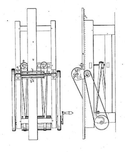 photo of an old ad for the first wood planing machine