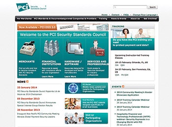 screen capture of PCI website