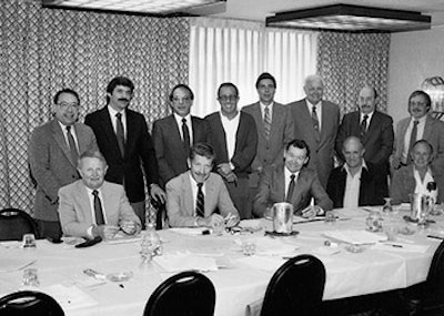 Gary Reynolds, far left, at the St. Louis meeting in 1985 at which the NWFA was created.