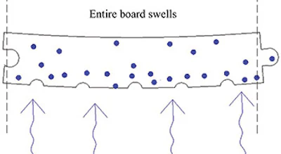 rendering showing how wood floor cupping progresses