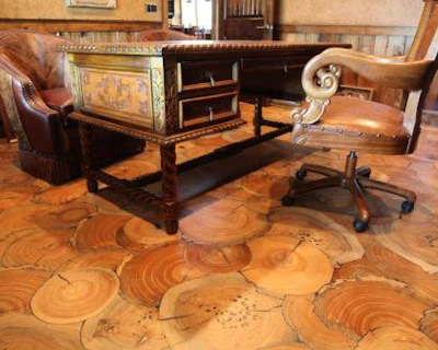 Best Limited Species: Precision Floorcrafters Inc. This floor features river reclaimed cypress rounds with water washed edges. The cypress trees had been ax-cut in the 1800s and were lost in the river during transportation to the sawmill.