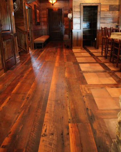 Best Reclaimed: Precision Floorcrafters Inc. About 2,000 square feet of antique heart pine reclaimed from old buildings went into this floor.