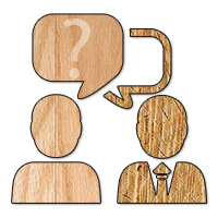 wooden people cutouts with talk bubbles