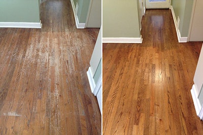 before and after of recoating wood floors