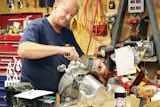 At his repair shop at distributor Blake-Stevens Wood Flooring’s Waukesha, Wis., headquarters, Mike Brown handles many machine repairs that were caused by a lack of basic maintenance.