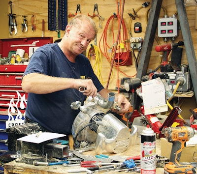 At his repair shop at distributor Blake-Stevens Wood Flooring’s Waukesha, Wis., headquarters, Mike Brown handles many machine repairs that were caused by a lack of basic maintenance.