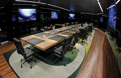 The Oregon Ducks coaching staff uses the War Room to review film and strategize. (Eric Evans)