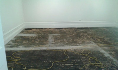 The main gallery flooring showing where the old banking counters would have been. Credit: The Forrest Gallery Facebook