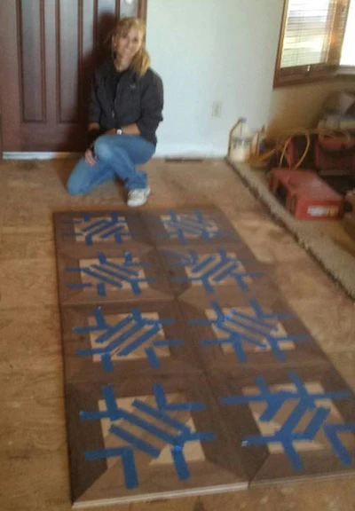 Keith Robin Kneeling By Taped Inlay