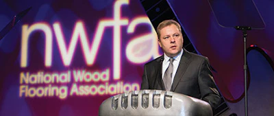 NWFA CEO/President Michael Martin takes the floor during the 2014 Wood Flooring Expo in Nashville, Tenn. - Click to enlarge