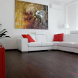 This 6-inch plank floor is a thermally modified ash floor glued direct to concrete with radiant heat in Milan, Italy, and has a rubbed oil finish. (Photo courtesy of Thermory USA)