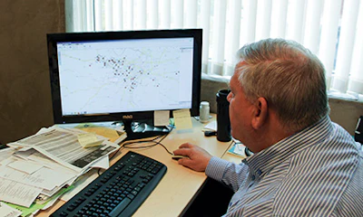 Hart uses new software to supervise where his installer teams are located throughout the day.