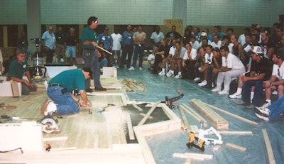 Where it all began: the NOFMA/NWFA school in Memphis, Tenn.; this one was in September 1997. On the panel you can see Mickey Moore, Daniel Boone (kneeling) and John Bast Jr.