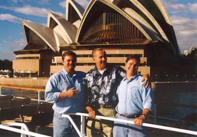 Teaching about wood flooring has taken me to some great places. Here's me, Joe Boone Sr. and Daniel Boone in Sydney in 1999.
