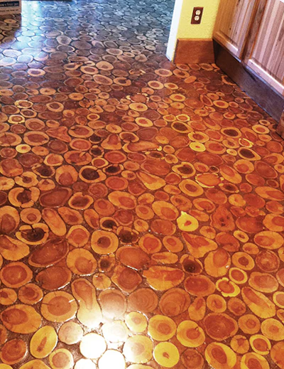 Lutz used a mixture of sawdust and poly to fill the gaps between disks.
