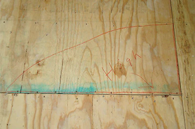 High spots should be marked and addressed so they are within the tolerances of the NWFA Installation Guidelines before wood flooring installation can begin.