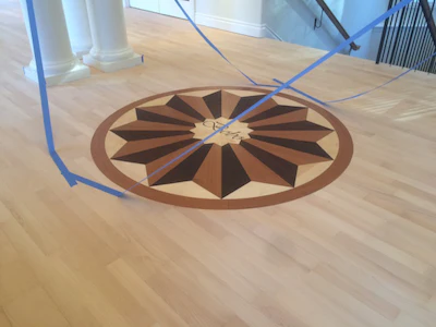 Here the medallion has one coat of shellac.