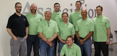 NWFA instructors quoted here include: (back row, left to right) Brett Miller, NWFA; Jason Elquest, Blackhawk Floors, Scottsdale, Ariz.; Toby Merrill, Walk on Wood, McHenry, Ill.; Scott Taylor, Milwaukee; (second row) Jon Namba, Jon Namba Services Inc., Salt Lake City; Mike Dittmer, Michael Dittmer Wood Floors, Putnam, Ill.; Lenny Hall, Endurance Floor Company Inc., West Park, Fla.; Kjell Nymark, Metropolitan Hardwood Floors, Coquitlam, B.C.; and (kneeling) Joe Rocco, Artistic Floors by Design, Parker, Colo.