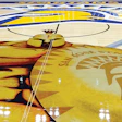 Larger-than-life metallic Spartans on the new San Jose State University basketball floor created an out-of-the-box challenge for United Services Inc. (Courtesy San Jose State University)