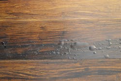 Why is moisture creating issues in this isolated area of the wood floor when professional leak detection found no problems?