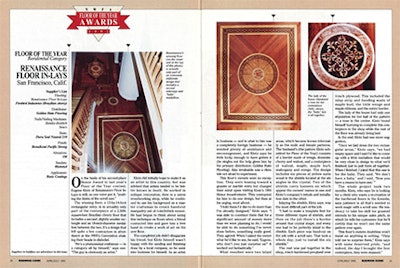 Klotz's winning Floor of the Year floors as they appeared in the magazine