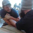 Arm wrestling pro Michael Lonnee got his championship-winning strength from swinging a mallet at his wood flooring job.