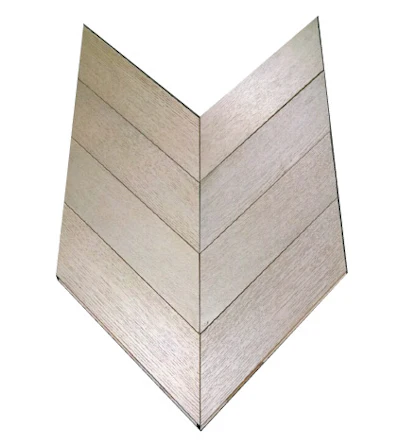 WC Hardwood Floors created 4,000 square feet of this chevron that was headed to a client in Japan. The rift-and-quartered white oak was fumed with ammonia, dyed, sealed with shellac, painted, sanded, coated with a water-based metallic stain and then coated with three coats of Bona's Traffic HD in satin.