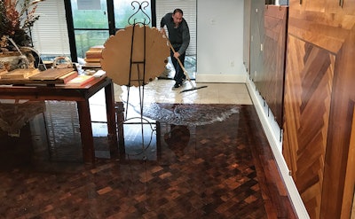 Hurricane Harvey was the sixth time our showroom floors have flooded. Our longtime employee Isac Fuentes was one of the few employees who could make it in through the high water right after the hurricane to help with cleanup.