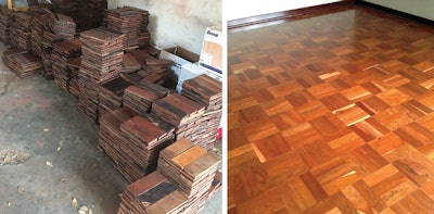 African teak flooring from what is now Zimbabwe was commonly installed as block parquet flooring in South African homes; there is a market now for the reclaimed flooring.