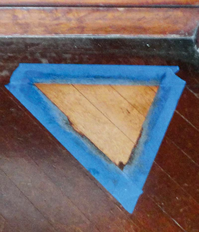 One of 14 samples done to ensure the old coatings could be removed with chemicals.