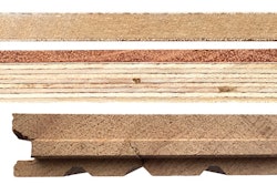 Do your customers understand the realistic expectations for their flooring and its wear layer? At top, one of the newer hybrid-type products that has an actual wood veneer—a wear layer or 0.6 mm—and an HDF core. This product may be (carefully) abraded and recoated. Middle, an engineered wood floor with a 4.2-mm wear layer over Baltic birch plywood; even though it is engineered this floor can be sanded and refinished. Bottom, a solid piece of 3⁄4-inch-thick red oak flooring that can be resanded multiple times by a pro.