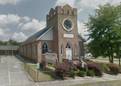The floors of the historic Greater St. James AME Church gave out during a funeral, causing nearly a dozen attendees to fall down a 4-foot hole. Image: Google Street View.