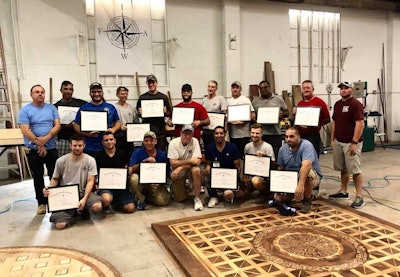 The inaugural graduating class of the IWFA Extreme Wood Floors course. (Courtesy of IWFA)