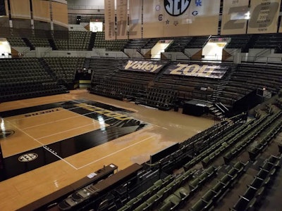 Two inches of water engulfed the Hearnes Center, leading to the wood floor's removal.