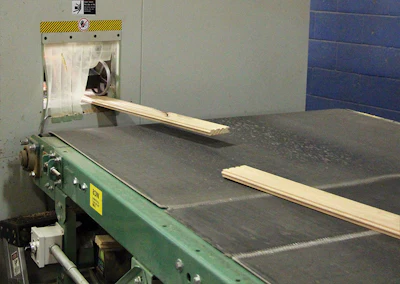 (5) Boards exit the side-matching machine.