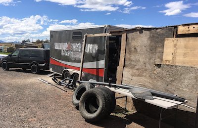 A stolen wood flooring trailer was recovered at the home of a suspected credit card theif. Source: Redmond Police Department Facebook Page