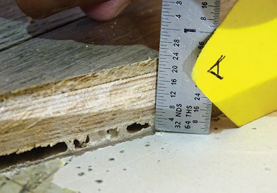 Destructive testing found some of the flooring was suspended off the substrate by 4/32 inch.