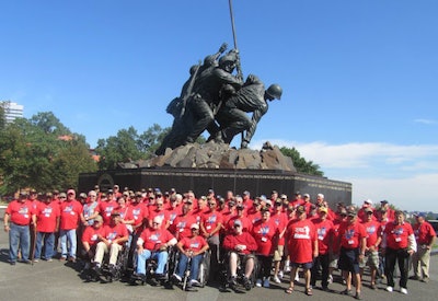 Veterans attend the U.S. Marine Corps War Memorial in Washington D.C., thanks to Honor Flight of Southern New Jersey. Credit: Glenn Munyan