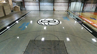 The completed court in The Ohio Flooring Company's warehouse. Photo courtesy of The Ohio Floor Company