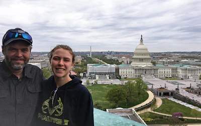 My daughter Maddie and I on the roof of the Library of Congress in Washington, D.C.