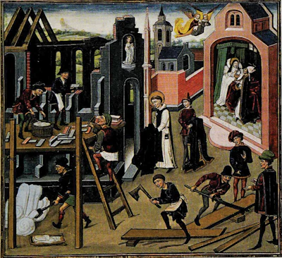 This miniature from 'Chronicles of Hainault' depicts a 15th-century construction site.