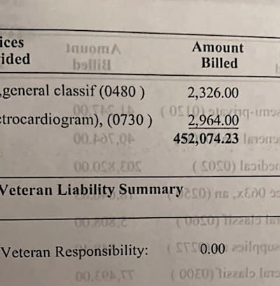 This was just one of the bills I received after so many weeks in the hospital in ICU. Fortunately, because I'm a veteran, all the bills were covered in full.