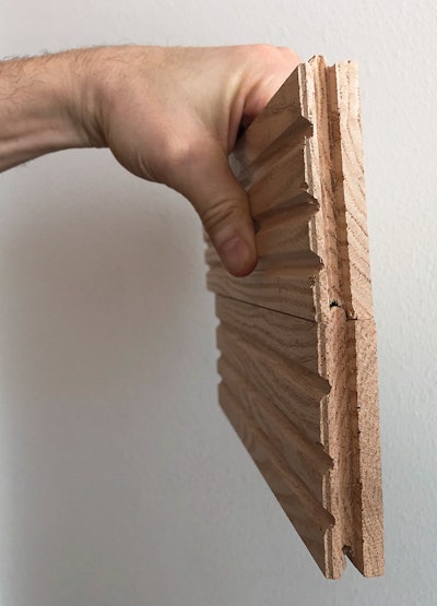 A correct tongue and groove profile should be snug but not tight—if you give them a shake when holding them like this, they should fall apart.