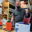 Here's Sales Associate Jamie Pilkey packing a new online order; we're able to weigh and ship all our orders right from our Toronto warehouse.