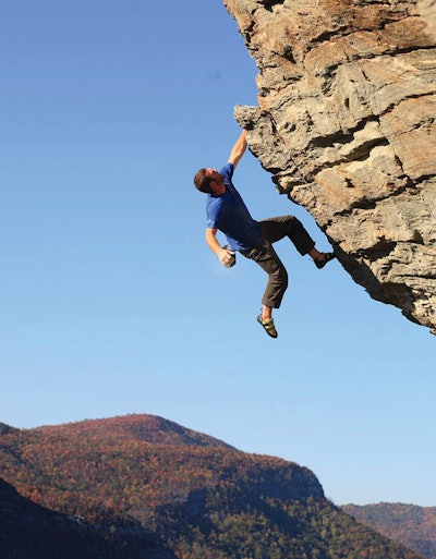 Free soloing in Linville Gorge, N.C.