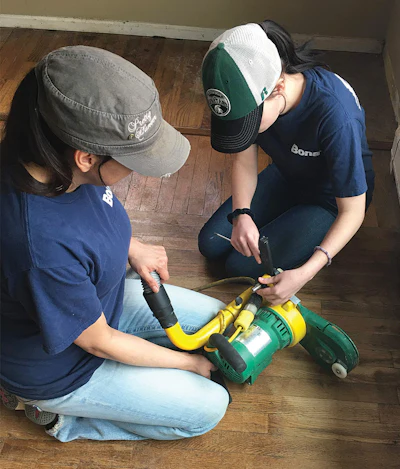 Peterson introduced her niece, Kennedy Wells, to all the sanding machines in one day.