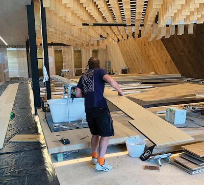 Here I'm cutting a 20-square-foot board on the Festool CMS table saw that we are fond of and is no longer made (only a handful of these saws exist in the U.S.!).